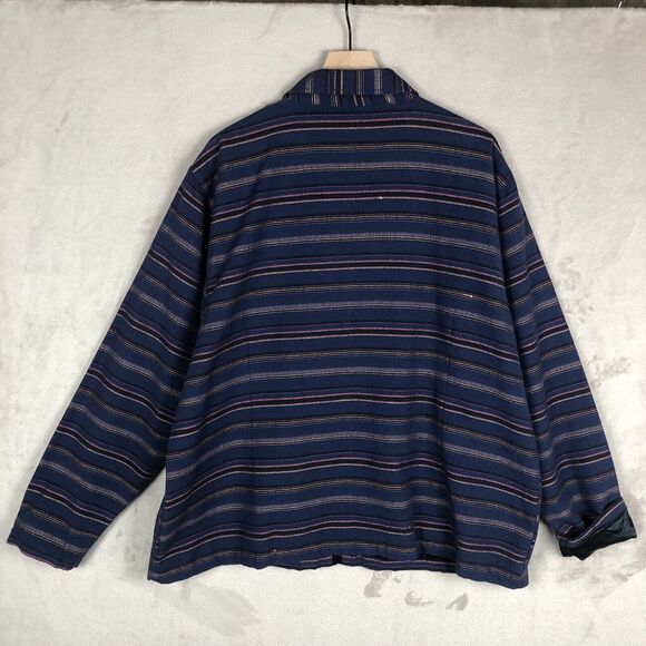 VTG CABELA'S Jacket Women's 2XL XXL Blue Stripe Woven Zip Pockets Lined Cotton - Picture 2 of 15
